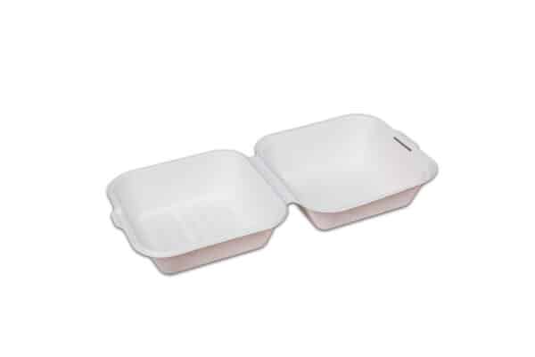 Caserole & Cutii Biodegradabile de Unica Folosinta - Caserola cu Capac Pentru Burger Unica Folosinta, Biodegradabila & Compostabila 15x15cm 6” (50buc)
