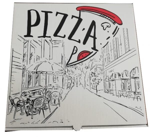 Ambalaje voluminoase [Blocare OP si Netopia] - Cutii Pizza Urban Albe 25x25X3.5 cm (100 buc/set)