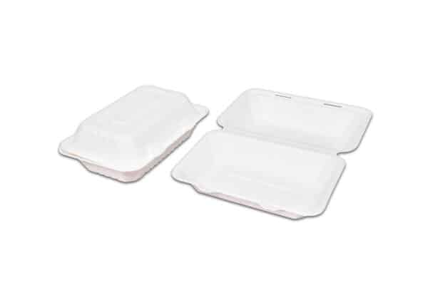 Caserole & Cutii Biodegradabile de Unica Folosinta - Caserola cu Capac Unica Folosinta, Biodegradabila & Compostabila 23 x 16 cm (50 buc)