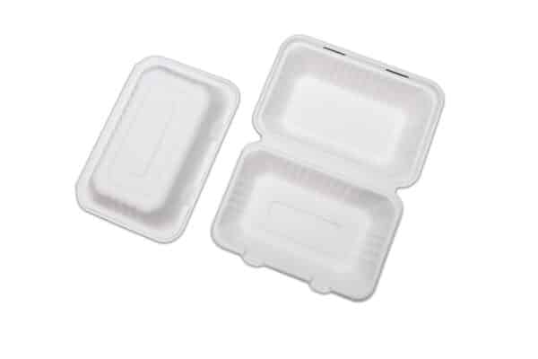 Caserole & Cutii Biodegradabile de Unica Folosinta - Caserola cu Capac Unica Folosinta, din Trestie de Zahar, Biodegradabila & Compostabila 600 ml (150 buc/ set)