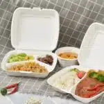 Caserola cu Capac 3 Compartimente Unica Folosinta din Trestie de Zahar, Biodegradabila & Compostabila 9” x 8” (100 buc)