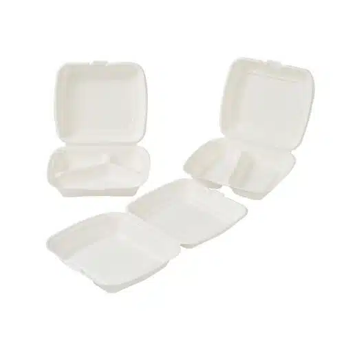 Caserole & Cutii Biodegradabile de Unica Folosinta - Caserola cu Capac Unica Folosinta din Trestie de Zahar, Biodegradabila & Compostabila 9” x 8” (100 buc)