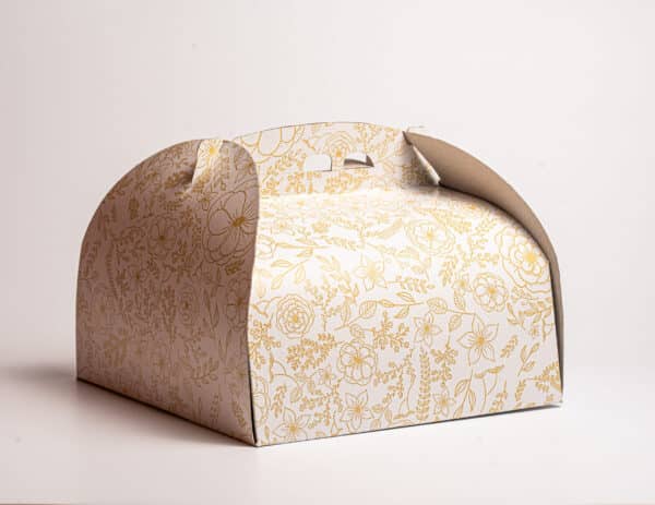 Cutii Tort Carton - Cutie tort 9 alba cu insertii aurii  33x33x16  25 buc/ set