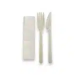 Set cutit, furculita, servetel Biodegradabile de Unica Folosinta din Bio 100 seturi