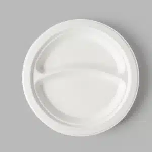 Vesela de Unica Folosinta - Farfurie Rotunda Unica Folosinta 22.5 cm 2 compartimente Biodegradabila & Compostabila (50 buc/ set)