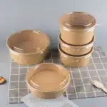 Bol salata carton natur cu capac  750 ml (50 buc/ set) - imagine 3