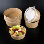 Bol salata carton natur cu capac  1300 ml -  (50 buc/ set) - imagine 4