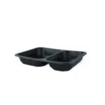 Caserola PP termosudabila neagra 2 compartimente (50 buc/ set) 227x178x50 - imagine 2