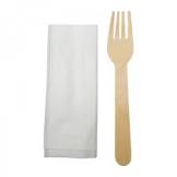 Vesela de Unica Folosinta Biodegradabila - Furculite Biodegradabile de Unica Folosinta din Lemn + servetel 100 buc/set