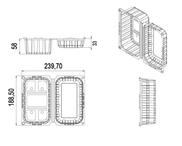 Pungi in Rola Biodegradabile si Compostabile EN13432 & Caserole Legume Fructe - CASEROLE FRUCTE 500 GR CAPAC ATASAT L-013 LIMERA 188.5 x 239.7 x 91 600 BUC PE SET/ BAX