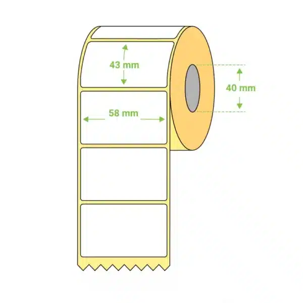 Role casa de marcat - Role Etichete Termice ZINTA 58x43mm, 1000 et./rola, 12 role / set  48 role/ cutie