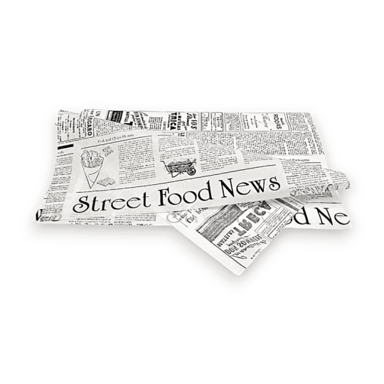 Pungi Biodegradabile & Compostabile - Hartie MG Albita + PE 25x37 cm Tip Ziar ( Shaworma ) 10 kg/ bax (1750 BUC/ BAX)