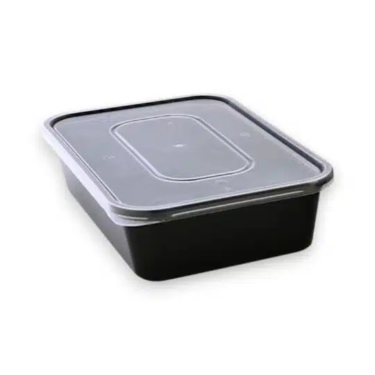 Ambalaje Fast Food Catering - Caserola PP rectangulara neagra 1 compartiment (50 buc/ set) 173x115x41 mm - 500 CC