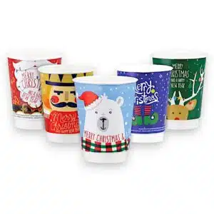 Cutii patiserie & pahare X-MAS - Pahare Carton DW 12 OZ/ 350ml X- MAS 25 buc/ set