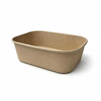 Boluri Salata Carton - Caserola Salata Carton Kraft  Rectangulara 1000 ml/ 32 OZ  (50 buc/ set)