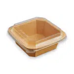 Capac pentru Caserola Salata Carton Kraft  Patrat  PET 1000 /1200 ml (50 buc/ set)