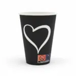 Pahare Carton Negru + Inimioara 8 OZ 250 ml 50 buc/ set